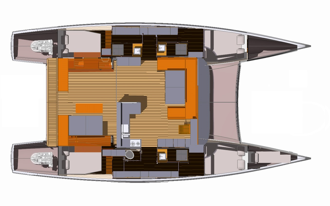 Plan de coupe Catamaran Aventura 43